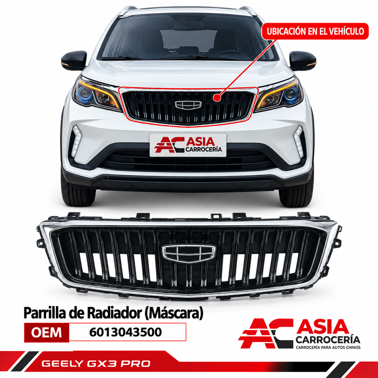 Parrilla de radiador Geely GX3 Pro OEM 6013043500