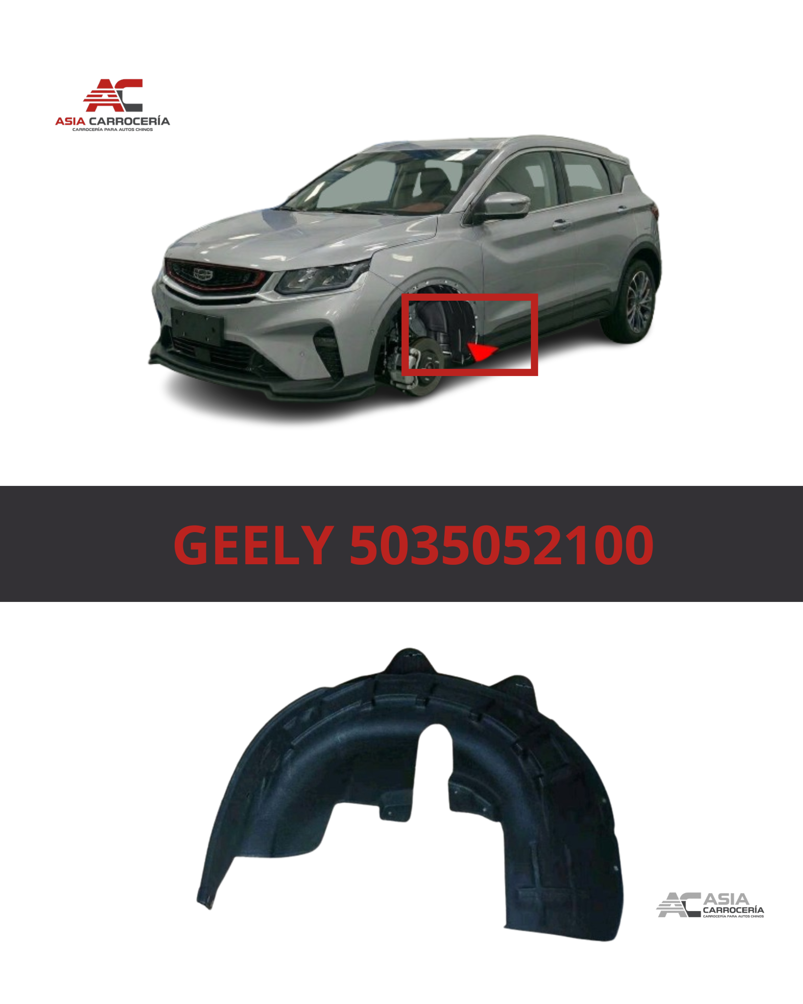 Forro de Guardafango Delantero Izquierdo Geely Coolray