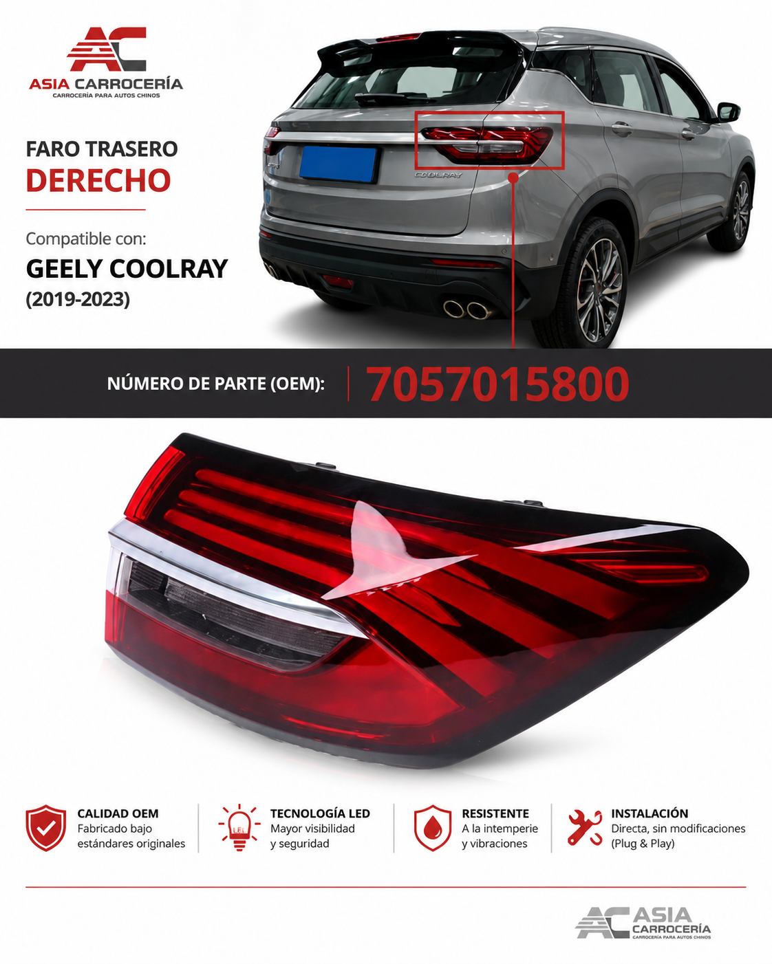 Lampara Trasera Exterior Derecha Geely Coolray