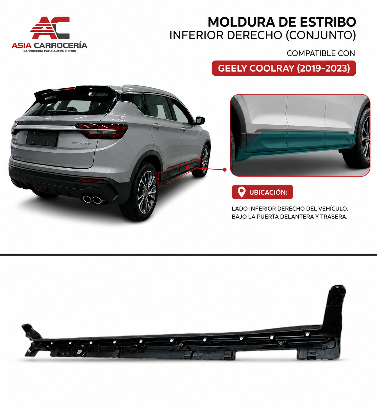 Moldura de Estribo Inferior Derecho (Conjunto) Geely Coolray