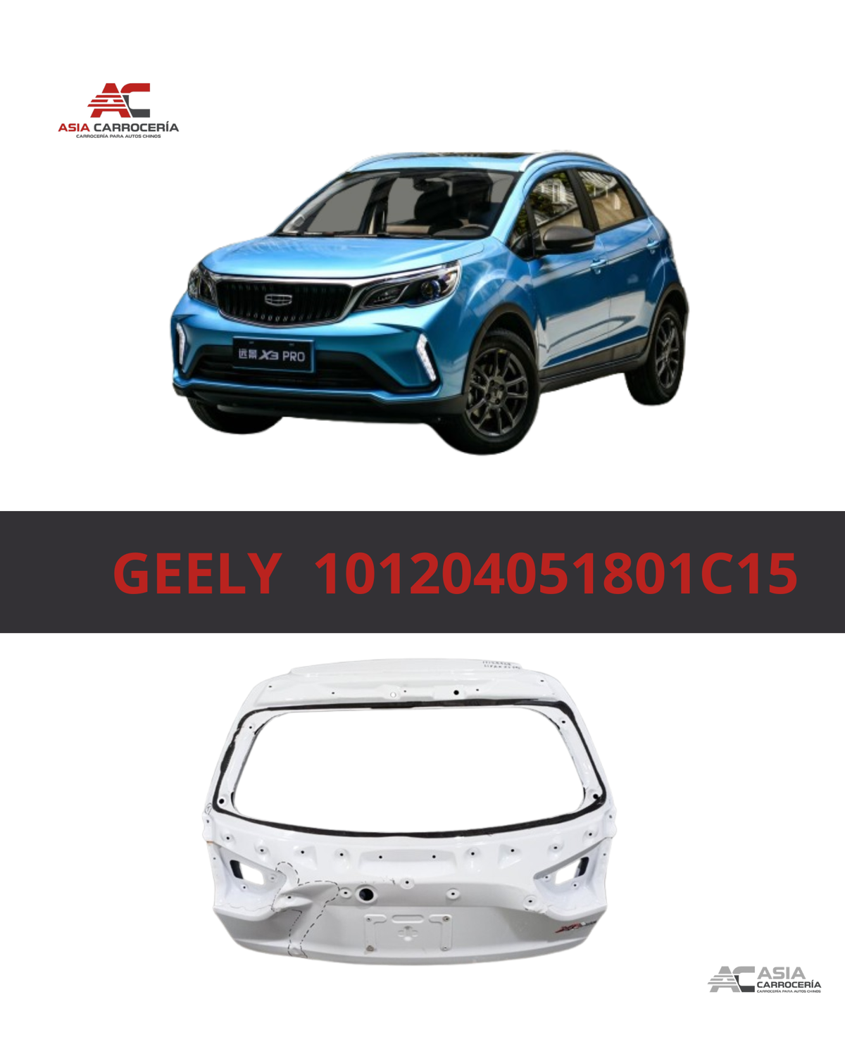Compuerta Trasera (Quinta Puerta) - Geely GX3 Pro