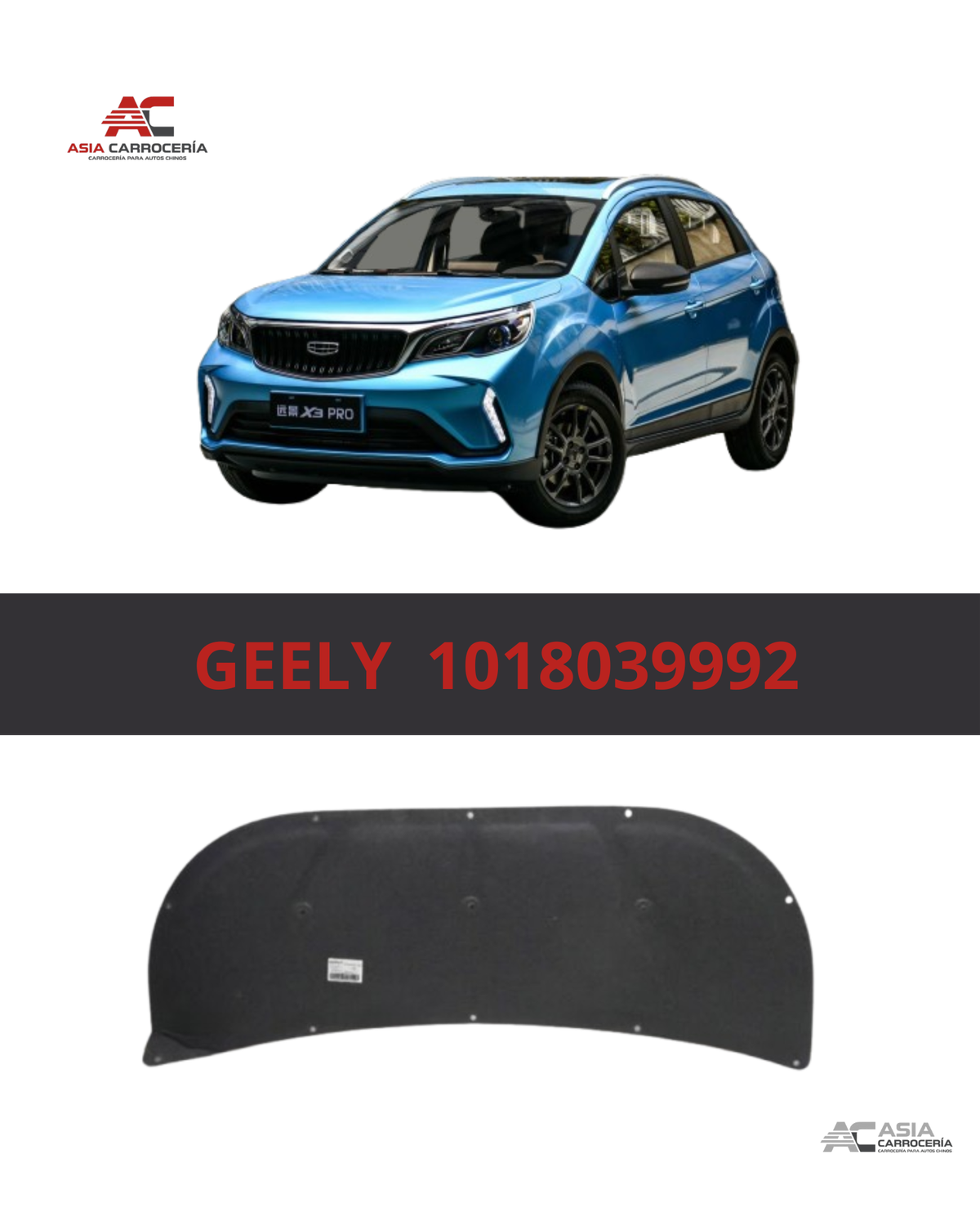 Aislante Acústico de Capó - Geely GX3 Pro