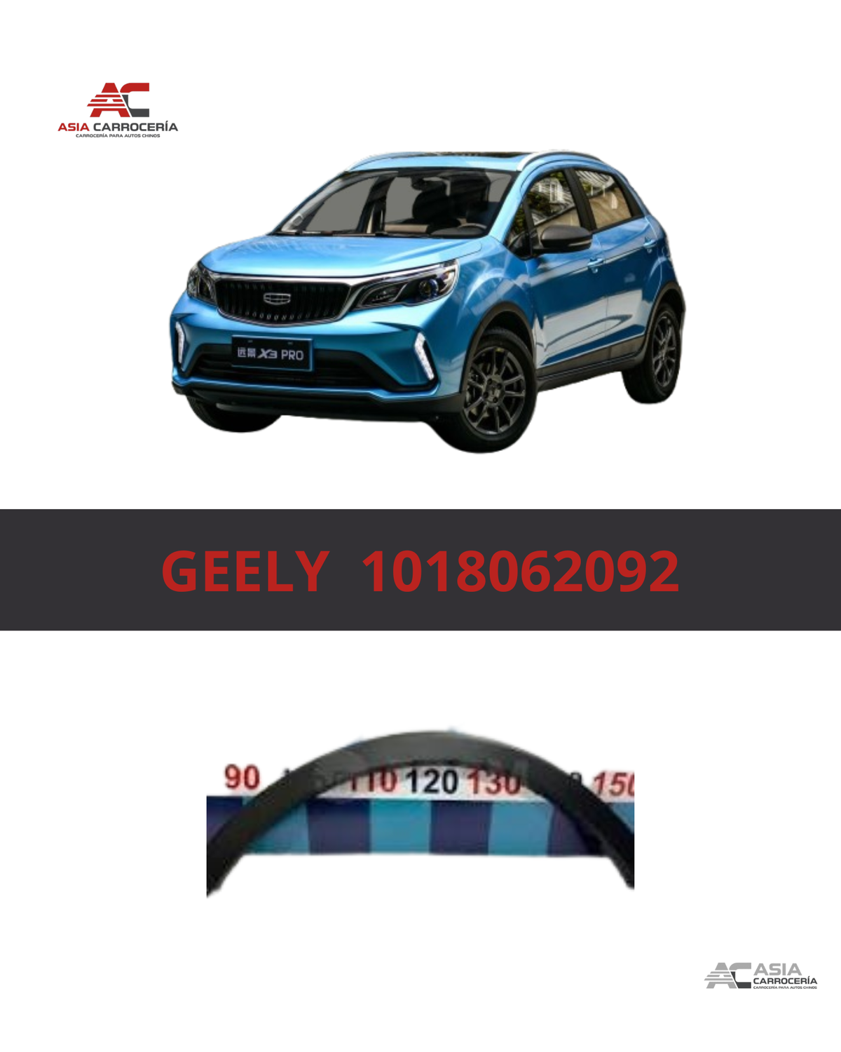 Moldura Trasera de Ceja de Rueda Delantera Izquierda - Geely GX3 Pro
