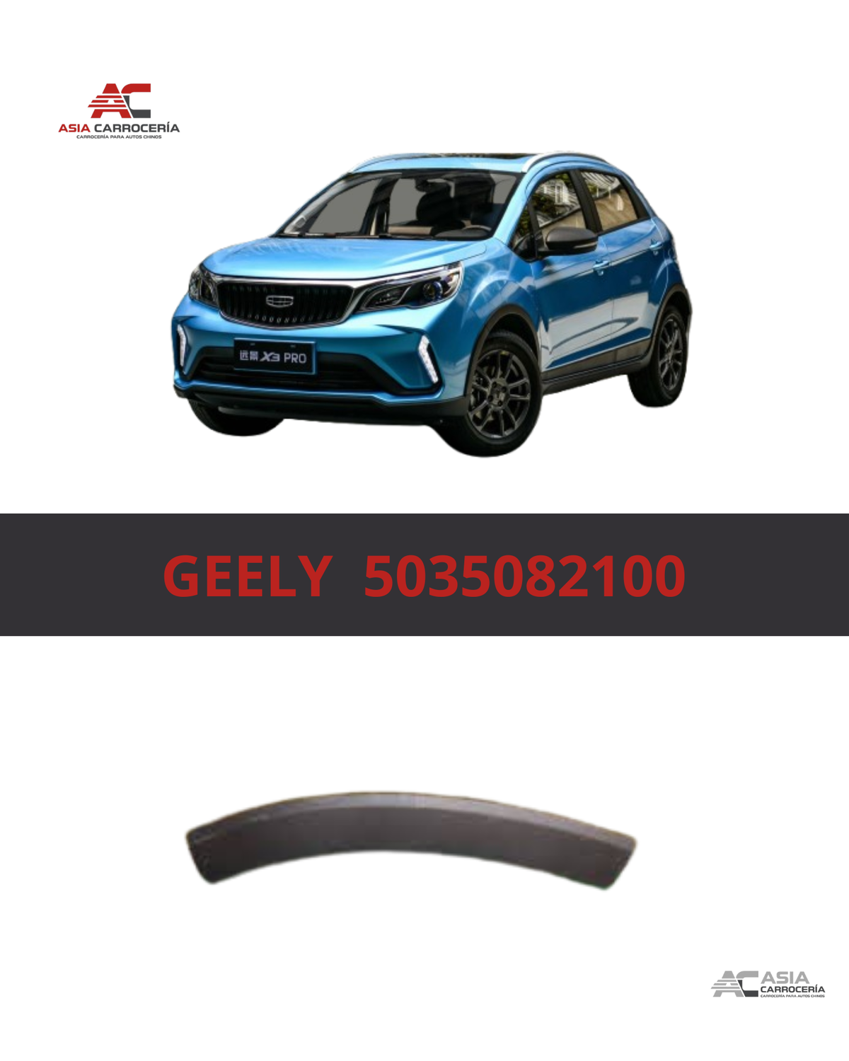 Moldura Delantera de Ceja de Rueda Delantera Derecha - Geely GX3 Pro