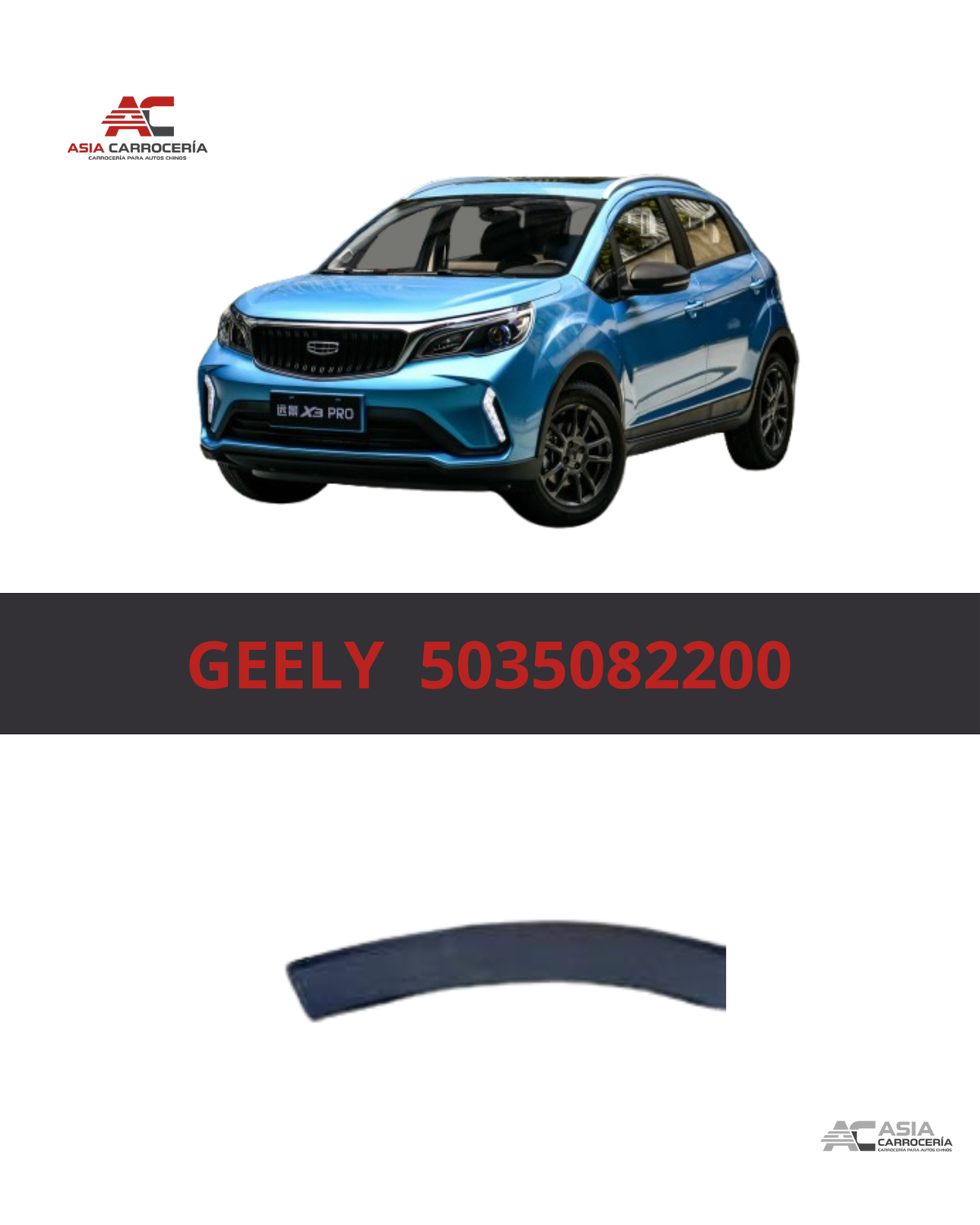 Moldura Delantera de Ceja de Rueda Delantera Izquierda - Geely GX3 Pro