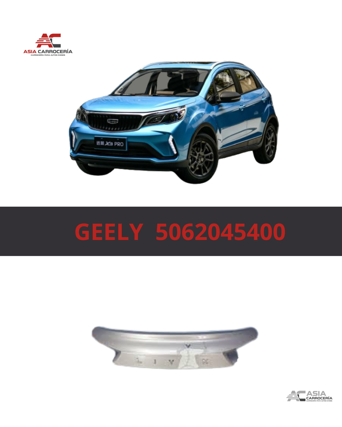 Moldura de Compuerta Trasera - Geely GX3 Pro