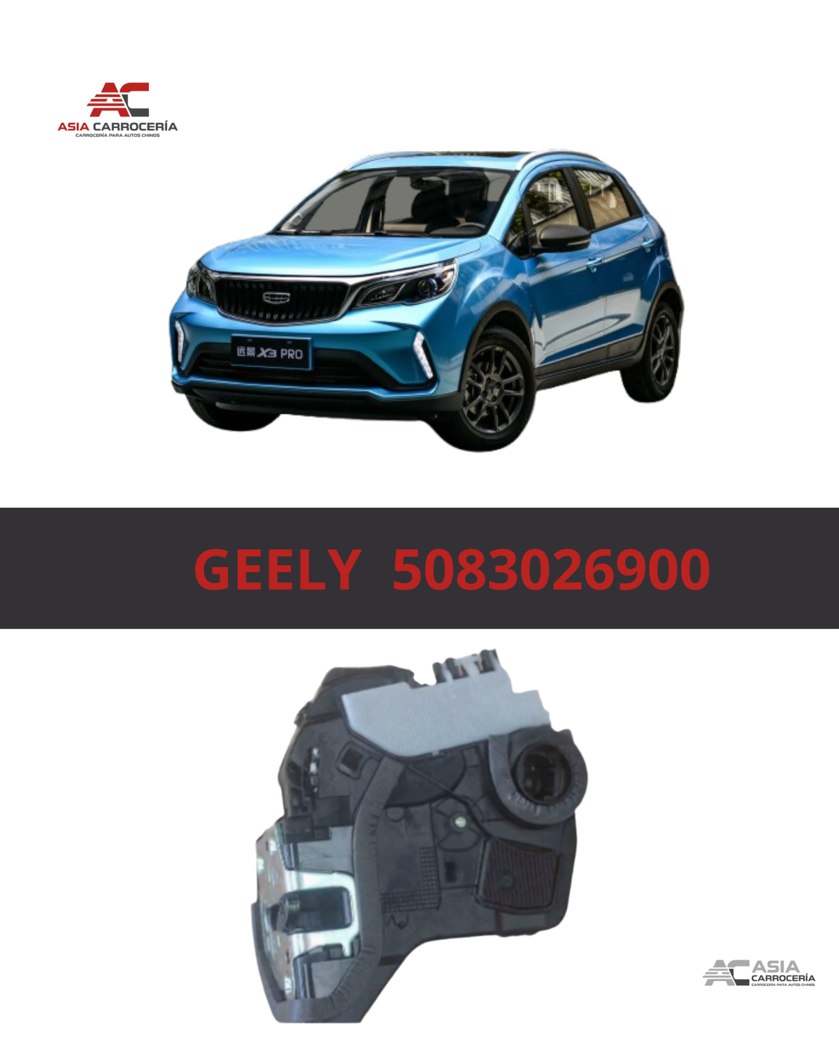 Cerradura de Puerta Trasera Derecha - Geely GX3 Pro