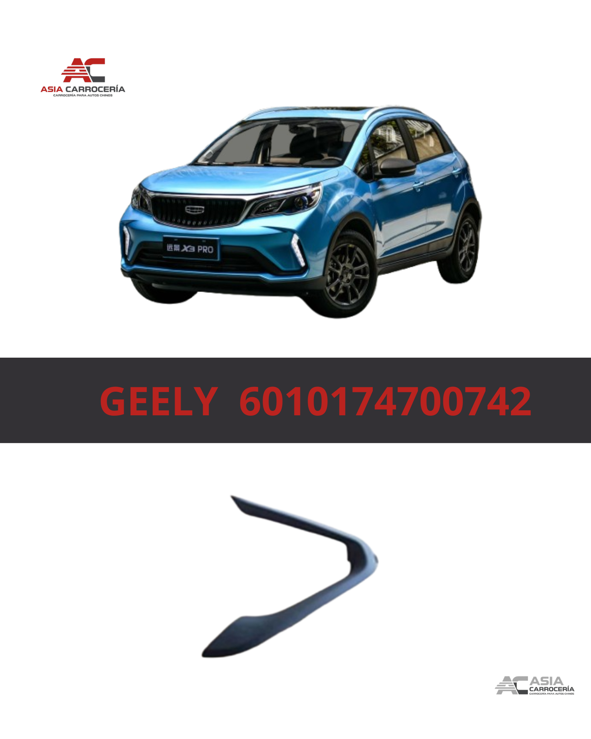 Moldura Inferior Izquierda de Parachoques Delantero - Geely GX3 Pro