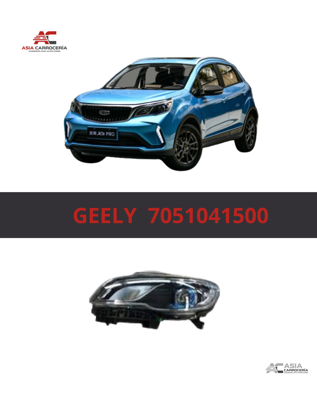 Faro Delantero Derecho - Geely GX3 Pro